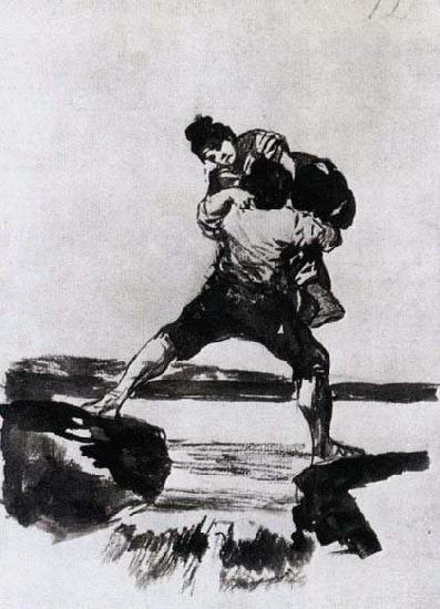 Francisco de goya y Lucientes Peasant Carrying a Woman oil painting image